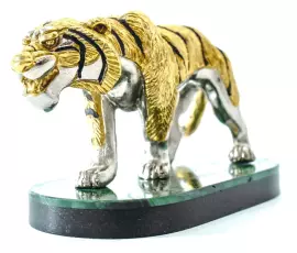 Статуэтка тигр "Шерхан" на подставке, малахит