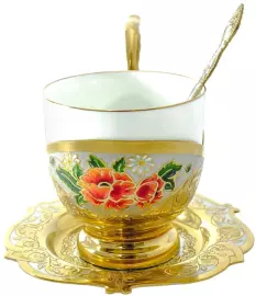 Набор кофейный "Красный цветок" на 1 персону