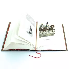 The leather-bound book "The History of the Emperor Napoleon"