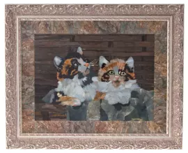 Панно "Котики" флорентийская мозаика