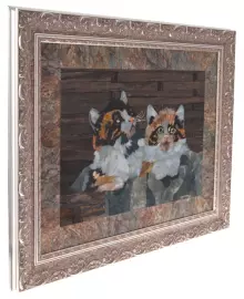 Панно "Котики" флорентийская мозаика