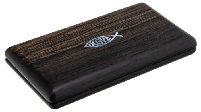 Business card holder "Fish" (stained oak)