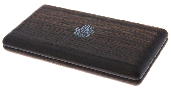 Business card holder "Flourishing Cross" (stained oak)