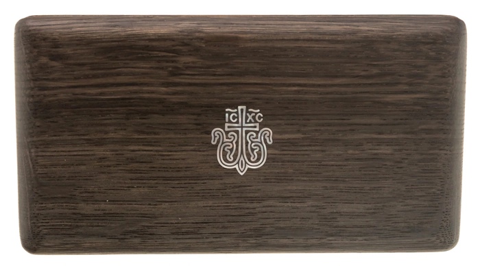 Business card holder "Flourishing Cross" (stained oak)