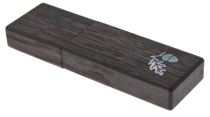 A stained oak flash drive