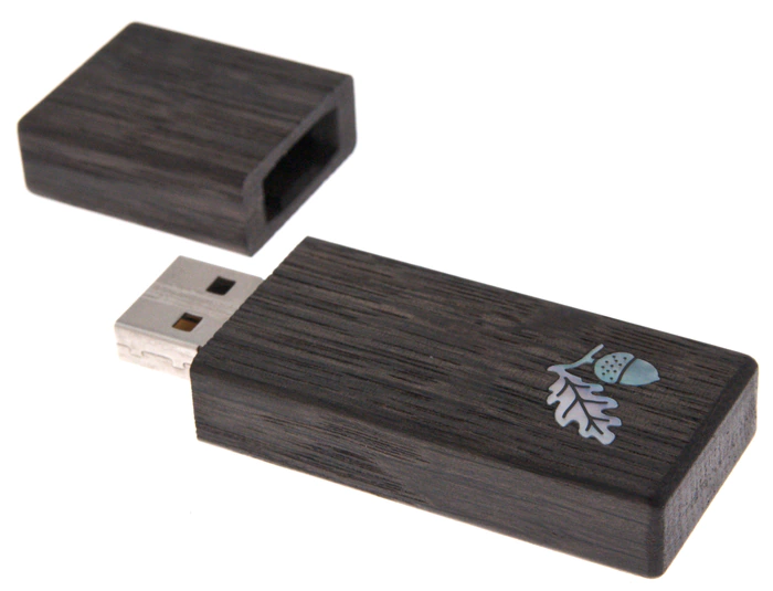A stained oak flash drive