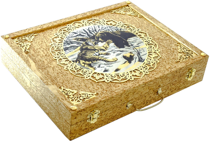 Weapon cleaning kit "Tiger and Bear Fight" (Karelian birch)