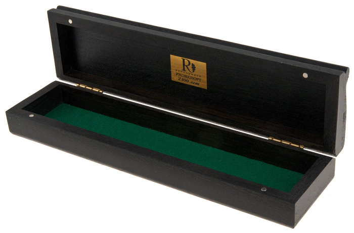 A pencil case made of stained oak