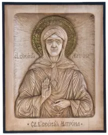 Икона "Святая Блаженная Матрона" (липа, мореный дуб)