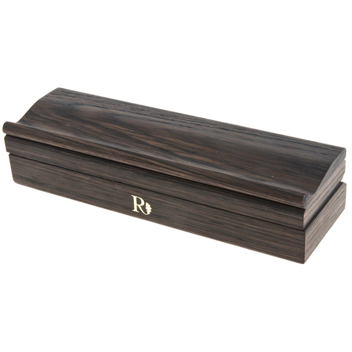 A box-pencil case made of stained oak