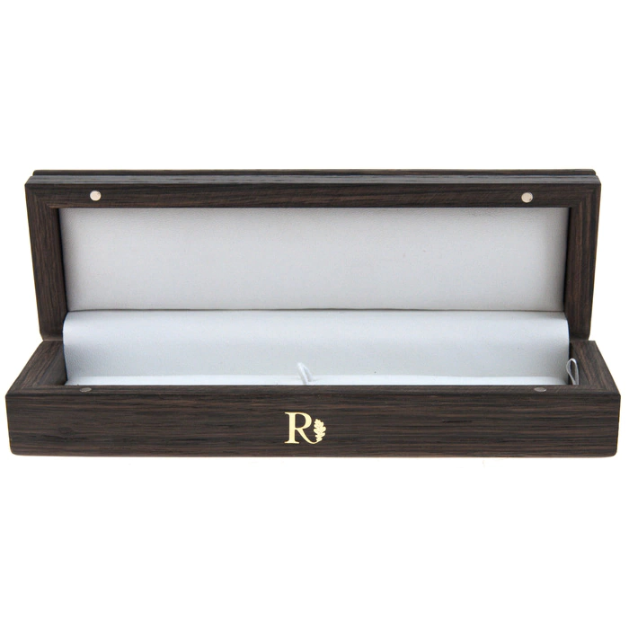 A box-pencil case made of stained oak