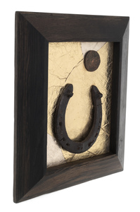 Stained oak panel "Happiness, health, money, good luck"