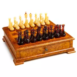 Шахматы с янтарными фигурами "Классика" малые