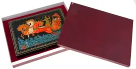 Шкатулка для бумаг "Тройка" Костюк, Палех Шкатулка для бумаг "Тройка" Костюк, Палех