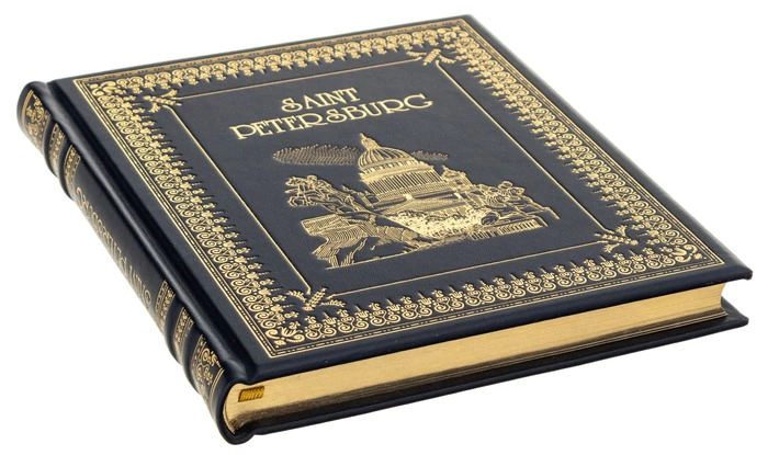Leather-bound gift book "Saint Petersburg" in English