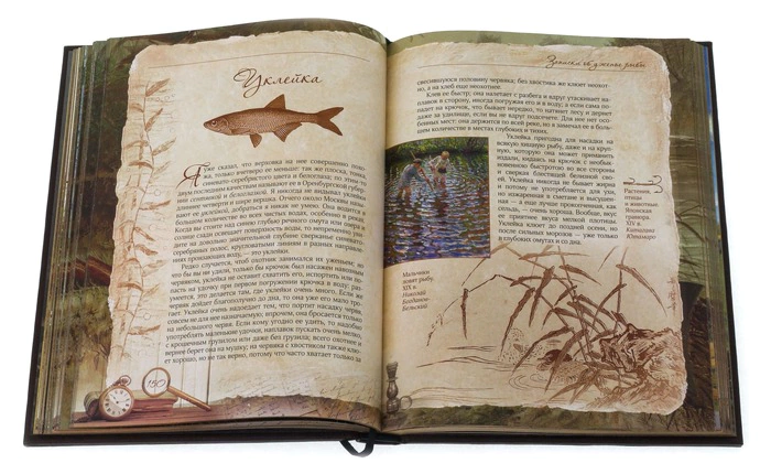 The leather-bound book "Notes on fish eating"