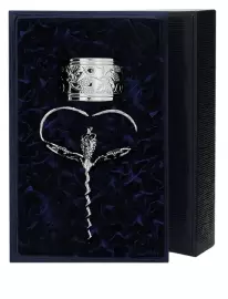 Серебряный винный набор "Виноград". кольцо для бутылки, штопор