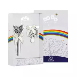 Серебряный набор для малышей "Бабочка": погремушка и сувенир-пустышка