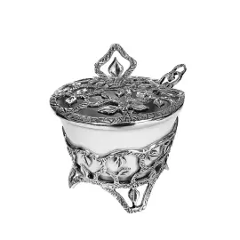 Серебряная солонка "Листопад №2" с чернением