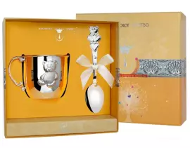 Серебряный детский набор "Мишка": кружка и ложка