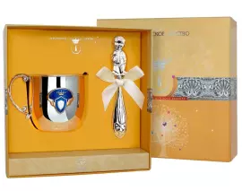 Серебряный детский набор "Принц": кружка и погремушка, на 1 персону