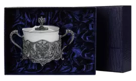 Серебряная сахарница "Герб" с чернением