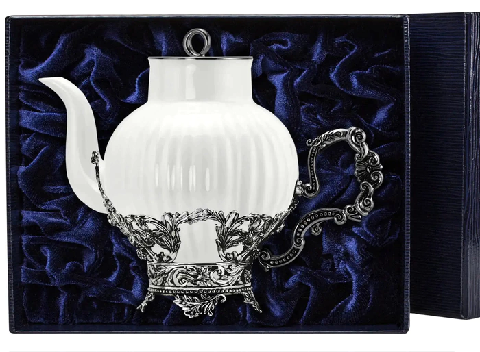 Silver and porcelain teapot "Symphony"