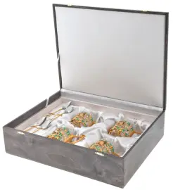 Чайный набор "Кабаны" на 4 персоны, с эмалью, Златоуст Чайный набор "Кабаны" на 4 персоны, с эмалью, Златоуст