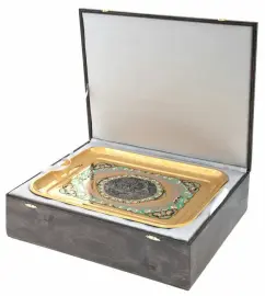 Чайный набор "Кабаны" на 4 персоны, с эмалью, Златоуст Чайный набор "Кабаны" на 4 персоны, с эмалью, Златоуст