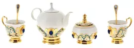 Чайный сервиз "Беседа" на 2 персоны, с лазуритом, Златоуст