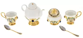 Чайный сервиз "Беседа" на 2 персоны, с лазуритом, Златоуст