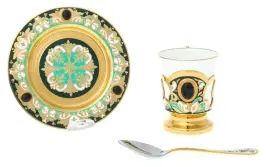 Кофейный набор "Пробуждение весны" на 2 персоны, с агатом, Златоуст