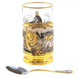 Подстаканник "Охота на медведя" Златоуст