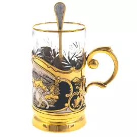 Подстаканник "Охота на медведя" Златоуст