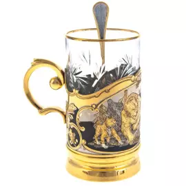 Подстаканник "Охота на медведя" Златоуст