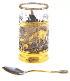 Подстаканник "Охота на лося" Златоуст