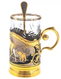 Подстаканник "Охота на лося" Златоуст