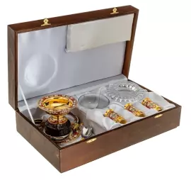 Икорница с 3 стопками "Дары Нептуна" яшма, Златоуст