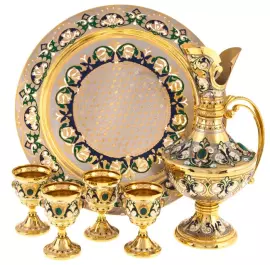 Набор для вина с чарками "Восточный" с малахитом, Златоуст