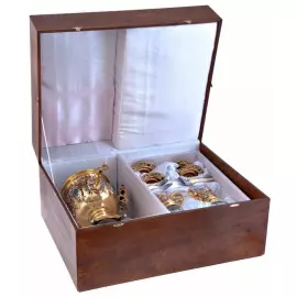 Чайный набор с самоваром "Русское застолье" на 4 персоны, с малахитом, Златоуст