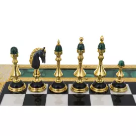 Шахматы "Царские" с малахитом, Златоуст