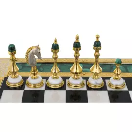 Шахматы "Царские" с малахитом, Златоуст