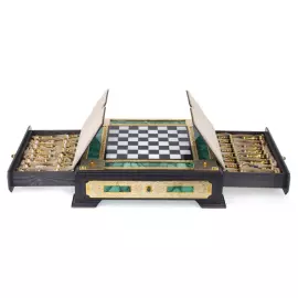 Шахматы "Царские" с малахитом, Златоуст