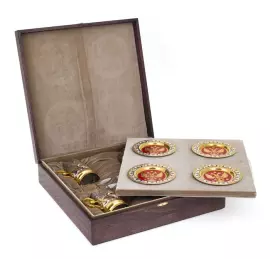 Чайный набор "Герб" на 4 персоны с эмалями, Златоуст