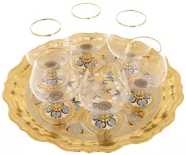 Набор для коньяка на блюде, на 6 персон, эмаль