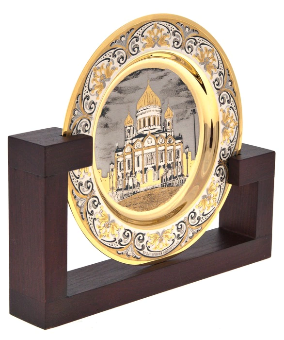 Saucer "Cathedral of Christ the Savior" with blackening, Zlatoust