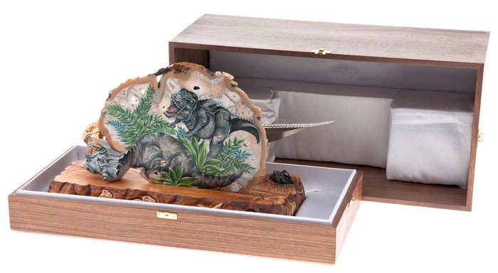 Knife with stand "The end of the age of dinosaurs" Zlatoust