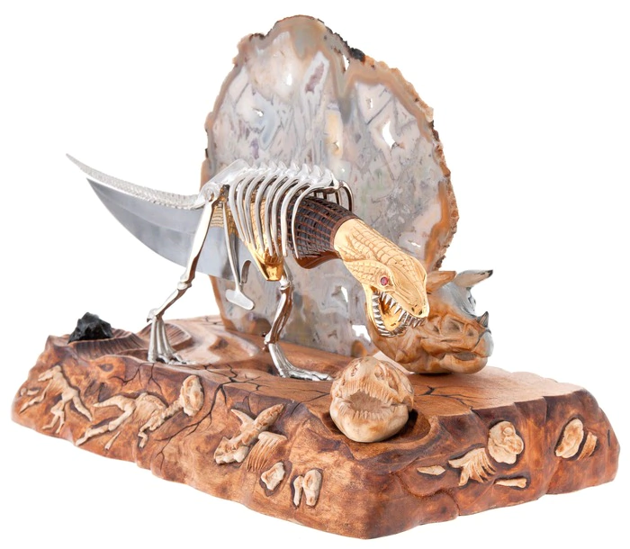 Knife with stand "The end of the age of dinosaurs" Zlatoust