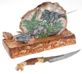 Нож с подставкой "Конец эры динозавров" Златоуст