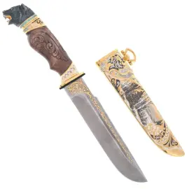 Нож с подставкой "Медведь" Златоуст